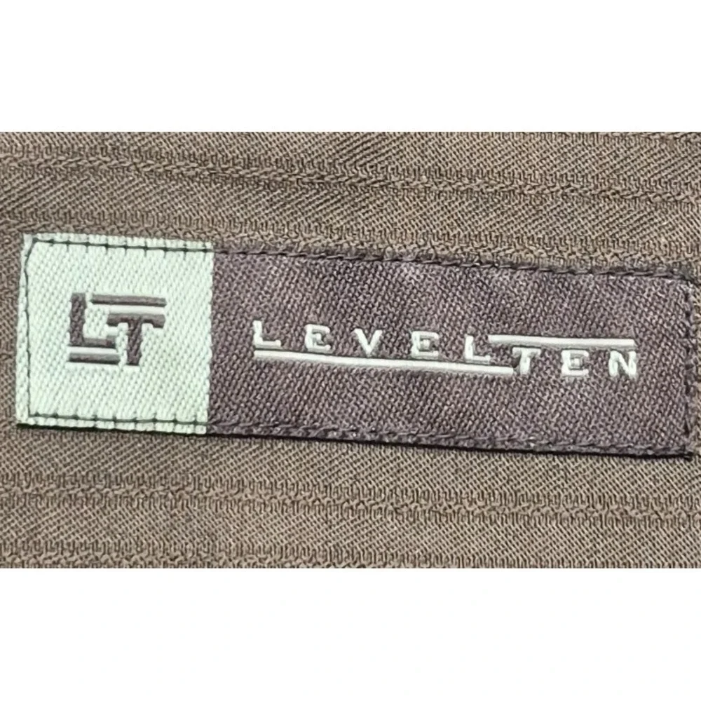 Level Ten men's brown western style shirt XL white details‎ button up rodeo